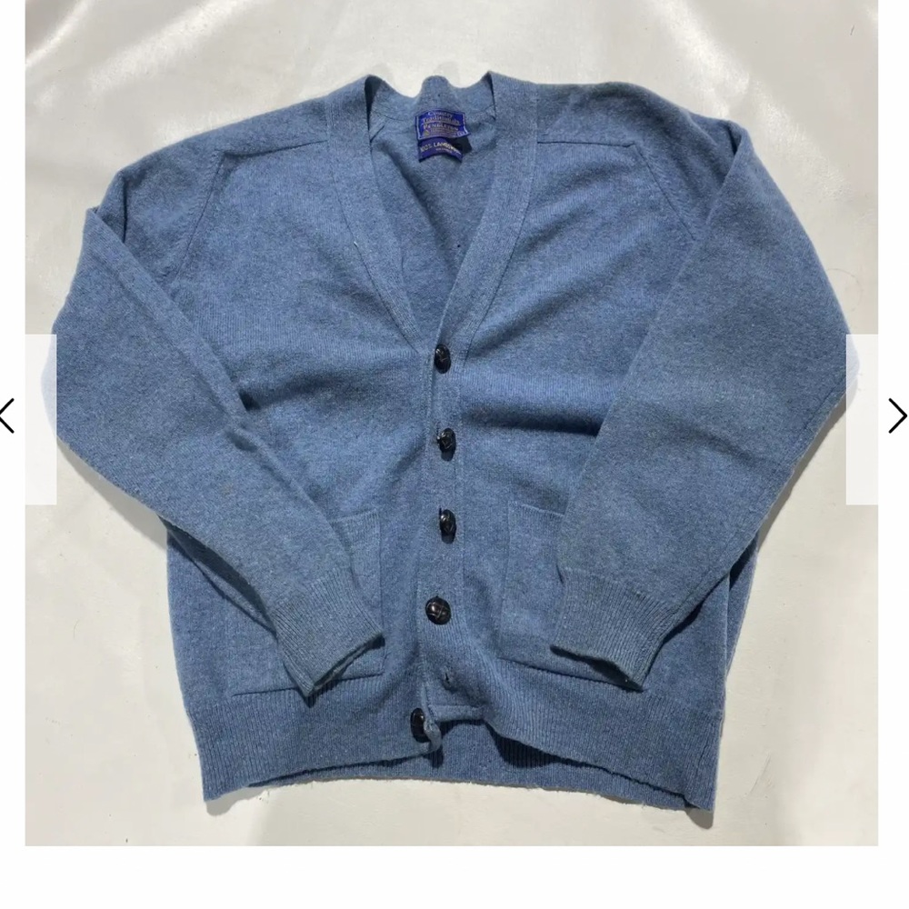 Grant Thomas wool cardigan grandpa style navy